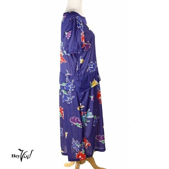 Vintage 80s Peplum Dress w Tags Full Figure Fashion Size 16 1/2 - Hey Viv - Picture 3 of 8